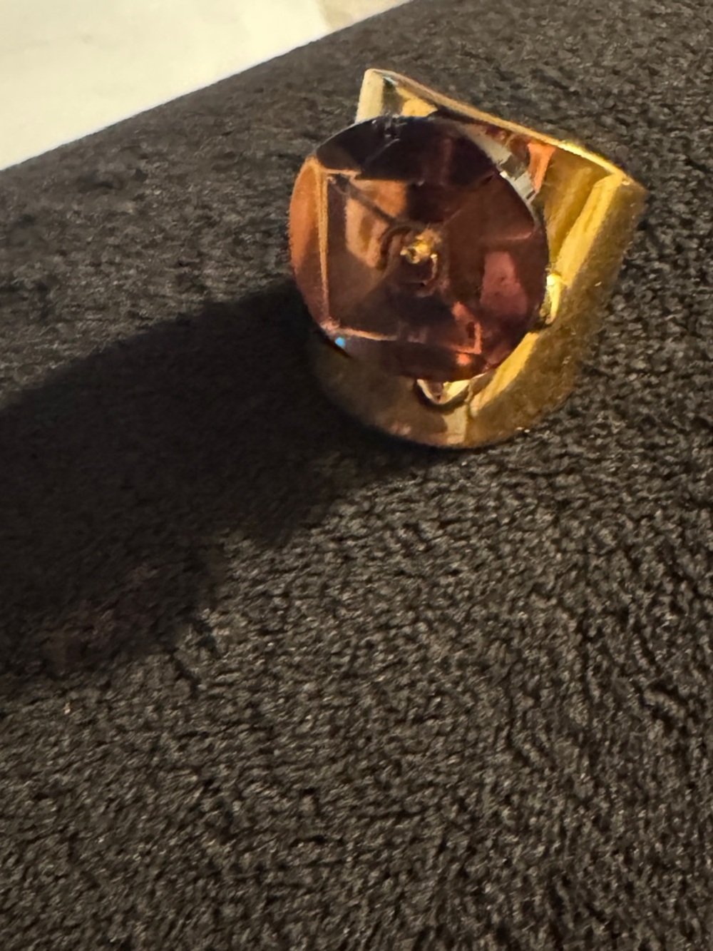 FENDI Gold Ring with Pinkish Purple Stone